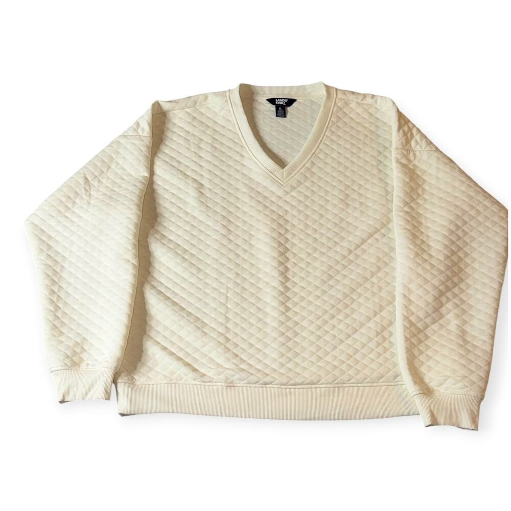Lands' End V-Neck Pullover Sweater, Cream, 97% Poly-3% Spandex, Women's 1X